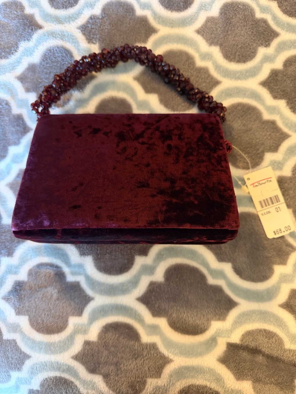 *Make offer* Talbots Velvet Beaded Handle Clutch in Deep Plum